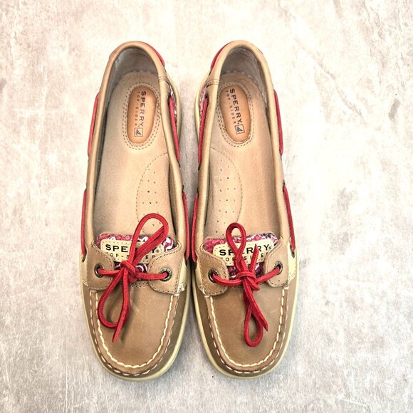Sperry Slip On Loafers Size 7.5 Tan Leather Preppy Nautical Comfort Boat Shoes - Picture 2 of 10